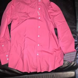 Fuschia Hawes & Curtis, size M, Hurst slim fit, light blue square buttons